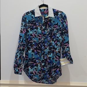 Robert Graham blue floral dress shirt